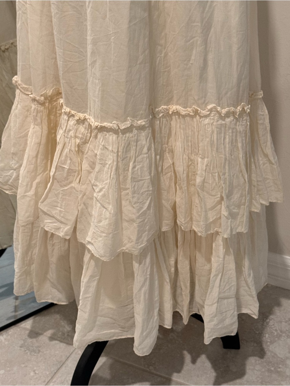 French Connection Cream Tiered Maxi Dress with Spaghetti Straps - Picture 9 of 11